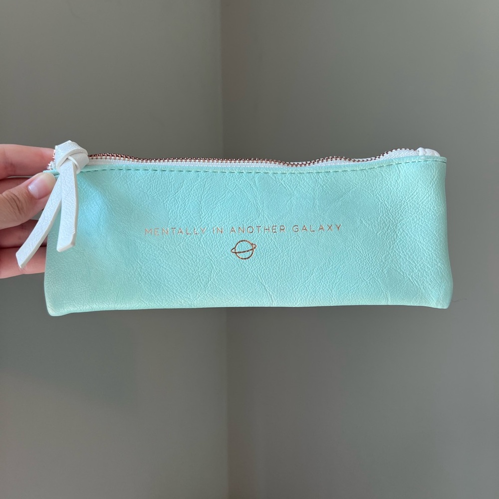 Mint / seafoam pencil / cosmetic pouch